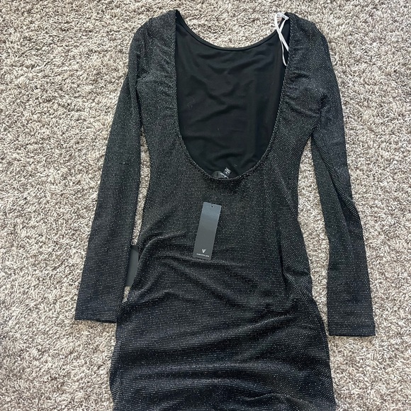 Lulu's Shimmering Black Long Sleeve Dress - Picture 2 of 2